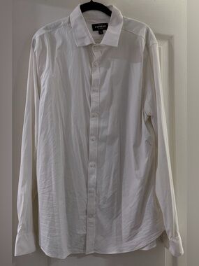 Express Men's White Long-Sleeve Dress Shirt